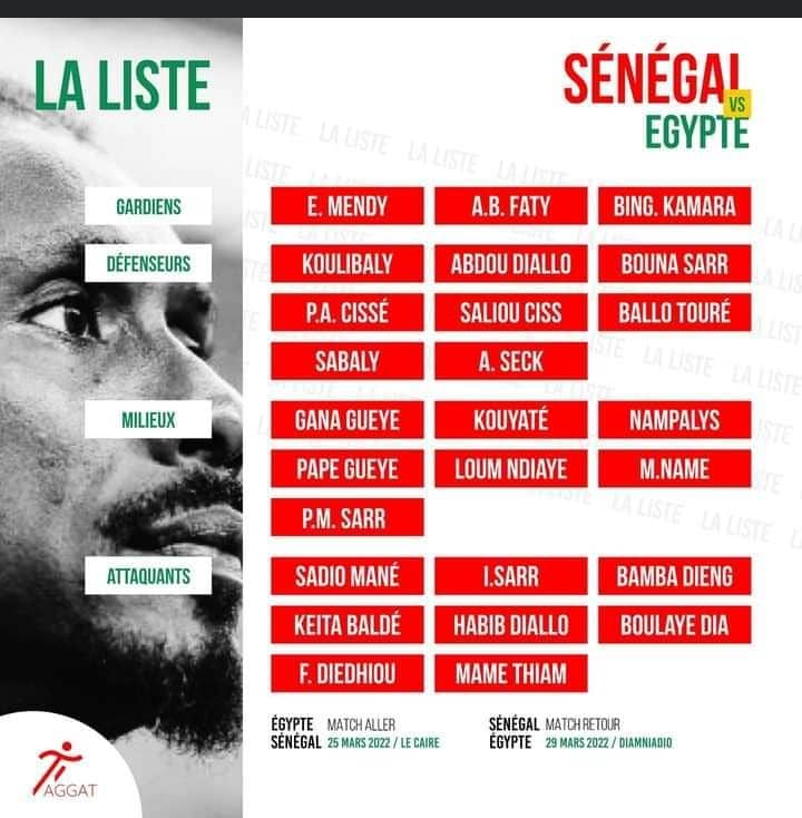 S N Gal Vs Egypte Voici La Liste De Aliou Ciss Ibrahima Mbaye Et